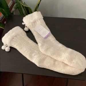 Sequin Cable Knit Slipper Sock